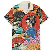 Japanese Geisha Katana Hawaiian Shirt Japan Sensu Seigaiha Pattern - Wonder Print Shop