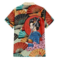 Japanese Geisha Katana Hawaiian Shirt Japan Sensu Seigaiha Pattern - Wonder Print Shop