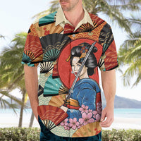 Japanese Geisha Katana Hawaiian Shirt Japan Sensu Seigaiha Pattern - Wonder Print Shop