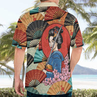 Japanese Geisha Katana Hawaiian Shirt Japan Sensu Seigaiha Pattern - Wonder Print Shop