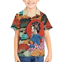 Japanese Geisha Katana Hawaiian Shirt Japan Sensu Seigaiha Pattern - Wonder Print Shop