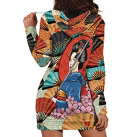 Japanese Geisha Katana Hoodie Dress Japan Sensu Seigaiha Pattern - Wonder Print Shop