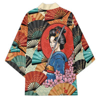Japanese Geisha Katana Kimono Japan Sensu Seigaiha Pattern - Wonder Print Shop