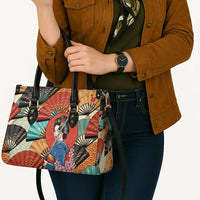 Japanese Geisha Katana Leather Bag Japan Sensu Seigaiha Pattern - Wonder Print Shop
