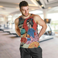 Japanese Geisha Katana Men Tank Top Japan Sensu Seigaiha Pattern - Wonder Print Shop