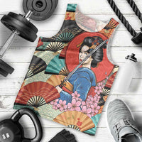 Japanese Geisha Katana Men Tank Top Japan Sensu Seigaiha Pattern - Wonder Print Shop