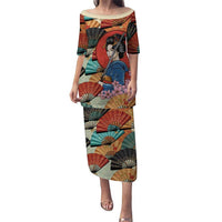 Japanese Geisha Katana Puletasi Japan Sensu Seigaiha Pattern - Wonder Print Shop