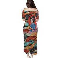 Japanese Geisha Katana Puletasi Japan Sensu Seigaiha Pattern - Wonder Print Shop