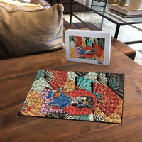 Japanese Geisha Katana Puzzle Japan Sensu Seigaiha Pattern - Wonder Print Shop