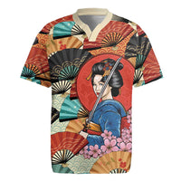 Japanese Geisha Katana Rugby Jersey Japan Sensu Seigaiha Pattern - Wonder Print Shop