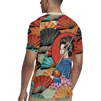 Japanese Geisha Katana Rugby Jersey Japan Sensu Seigaiha Pattern - Wonder Print Shop