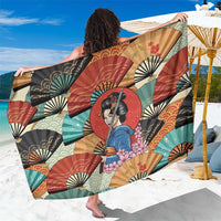 Japanese Geisha Katana Sarong Japan Sensu Seigaiha Pattern - Wonder Print Shop