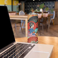 Japanese Geisha Katana Skinny Tumbler Japan Sensu Seigaiha Pattern - Wonder Print Shop