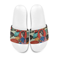 Japanese Geisha Katana Slide Sandals Japan Sensu Seigaiha Pattern - Wonder Print Shop