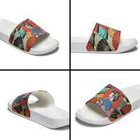 Japanese Geisha Katana Slide Sandals Japan Sensu Seigaiha Pattern - Wonder Print Shop