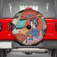 Japanese Geisha Katana Spare Tire Cover Japan Sensu Seigaiha Pattern - Wonder Print Shop