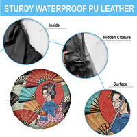 Japanese Geisha Katana Spare Tire Cover Japan Sensu Seigaiha Pattern - Wonder Print Shop
