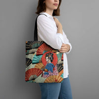 Japanese Geisha Katana Tote Bag Japan Sensu Seigaiha Pattern - Wonder Print Shop