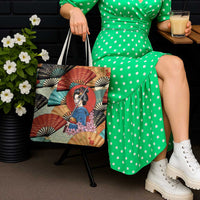 Japanese Geisha Katana Tote Bag Japan Sensu Seigaiha Pattern - Wonder Print Shop