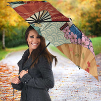 Japanese Geisha Katana Umbrella Japan Sensu Seigaiha Pattern - Wonder Print Shop