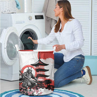 Japanese Samurai Warrior Enso Laundry Basket Japan Pagoda Sakura Watercolor - Wonder Print Shop