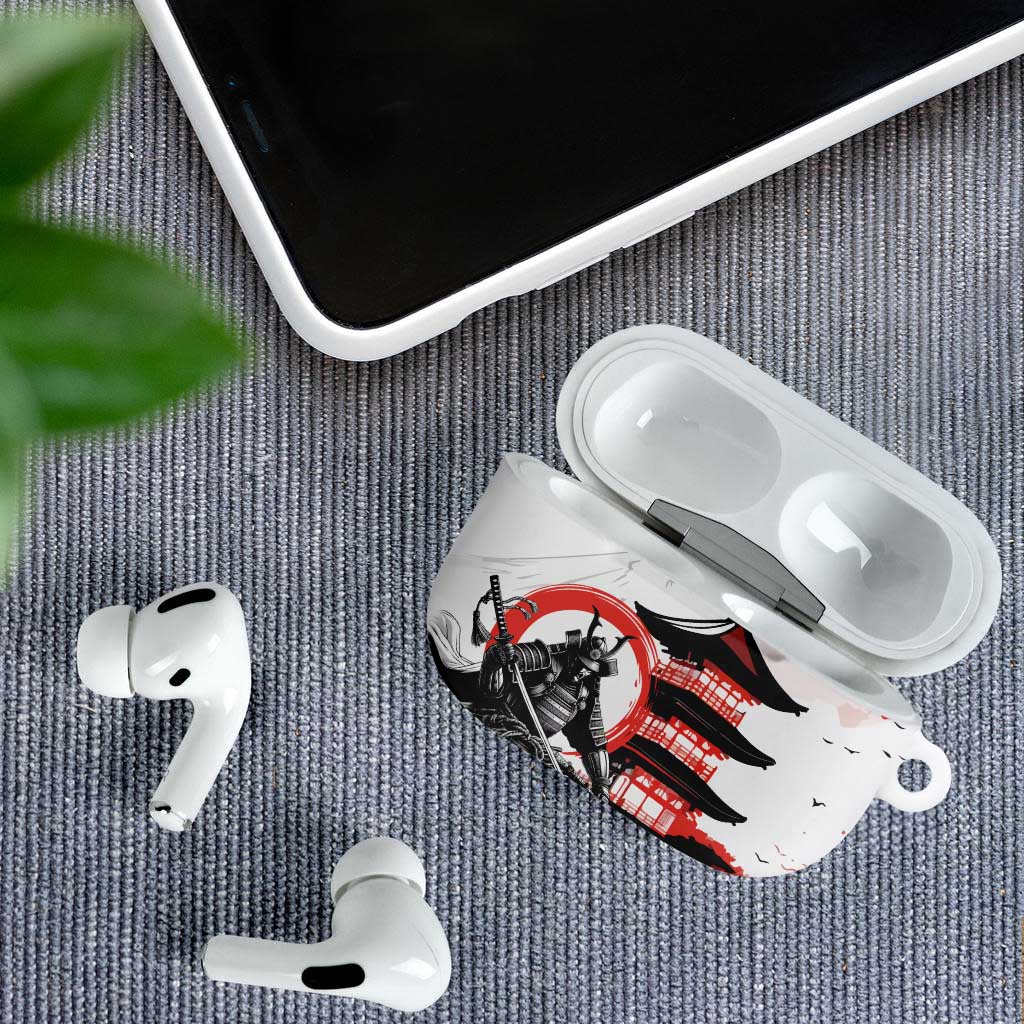 Japanese Samurai Warrior Enso AirPods Case Japan Pagoda Sakura Watercolor - Wonder Print Shop