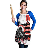 Japanese Samurai Warrior Enso Apron Japan Pagoda Sakura Watercolor - Wonder Print Shop