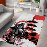 Japanese Samurai Warrior Enso Area Rug Japan Pagoda Sakura Watercolor - Wonder Print Shop