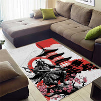 Japanese Samurai Warrior Enso Area Rug Japan Pagoda Sakura Watercolor - Wonder Print Shop
