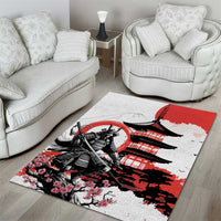 Japanese Samurai Warrior Enso Area Rug Japan Pagoda Sakura Watercolor - Wonder Print Shop