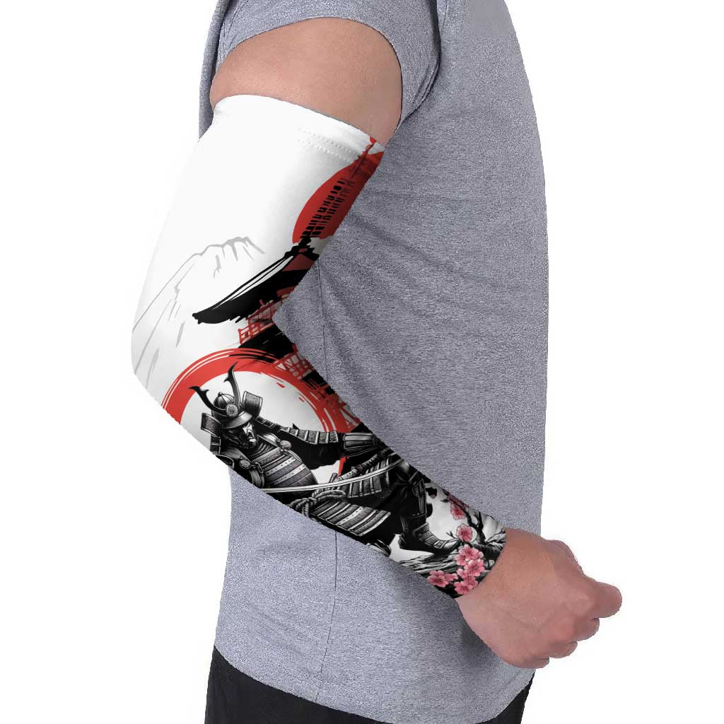Japanese Samurai Warrior Enso Arm Sleeves Japan Pagoda Sakura Watercolor - Wonder Print Shop