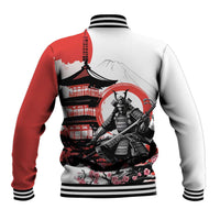 Japanese Samurai Warrior Enso Baseball Jacket Japan Pagoda Sakura Watercolor - Wonder Print Shop