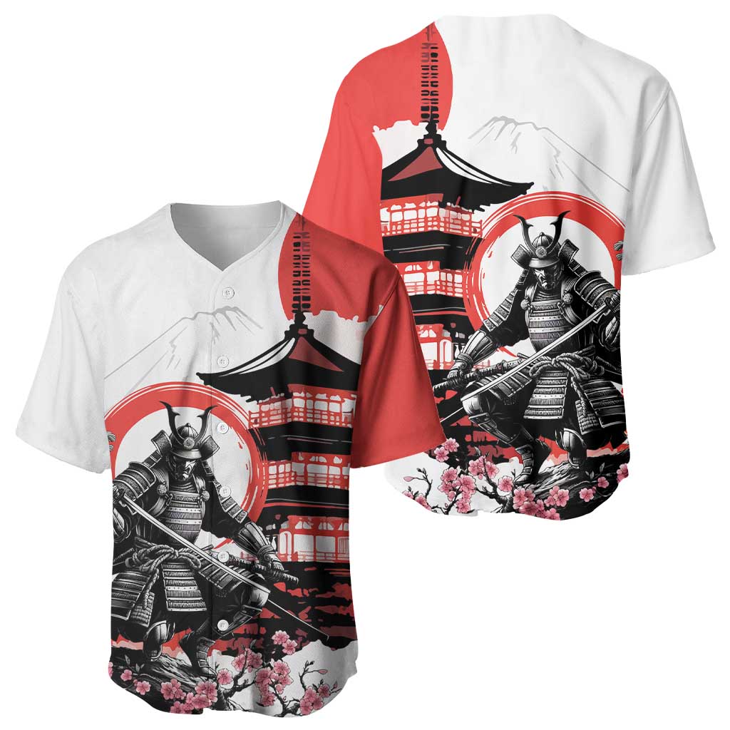 Japanese Samurai Warrior Enso Baseball Jersey Japan Pagoda Sakura Watercolor - Wonder Print Shop