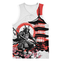 Japanese Samurai Warrior Enso Basketball Jersey Japan Pagoda Sakura Watercolor - Wonder Print Shop