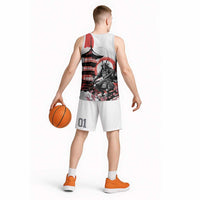 Japanese Samurai Warrior Enso Basketball Jersey Japan Pagoda Sakura Watercolor - Wonder Print Shop