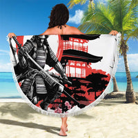 Japanese Samurai Warrior Enso Beach Blanket Japan Pagoda Sakura Watercolor - Wonder Print Shop