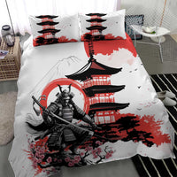 Japanese Samurai Warrior Enso Bedding Set Japan Pagoda Sakura Watercolor - Wonder Print Shop