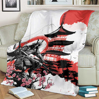 Japanese Samurai Warrior Enso Blanket Japan Pagoda Sakura Watercolor - Wonder Print Shop