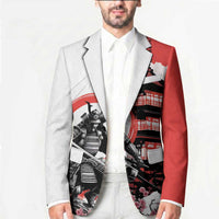 Japanese Samurai Warrior Enso Blazer Japan Pagoda Sakura Watercolor - Wonder Print Shop