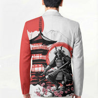 Japanese Samurai Warrior Enso Blazer Japan Pagoda Sakura Watercolor - Wonder Print Shop