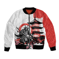 Japanese Samurai Warrior Enso Bomber Jacket Japan Pagoda Sakura Watercolor - Wonder Print Shop