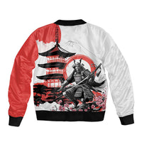 Japanese Samurai Warrior Enso Bomber Jacket Japan Pagoda Sakura Watercolor - Wonder Print Shop