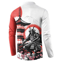 Japanese Samurai Warrior Enso Button Sweatshirt Japan Pagoda Sakura Watercolor - Wonder Print Shop