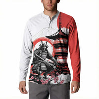 Japanese Samurai Warrior Enso Button Sweatshirt Japan Pagoda Sakura Watercolor - Wonder Print Shop