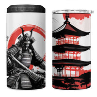 Japanese Samurai Warrior Enso 4 in 1 Can Cooler Tumbler Japan Pagoda Sakura Watercolor - Wonder Print Shop