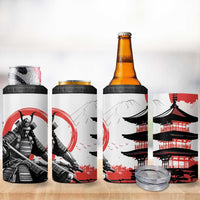 Japanese Samurai Warrior Enso 4 in 1 Can Cooler Tumbler Japan Pagoda Sakura Watercolor - Wonder Print Shop