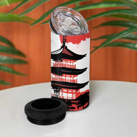 Japanese Samurai Warrior Enso 4 in 1 Can Cooler Tumbler Japan Pagoda Sakura Watercolor - Wonder Print Shop