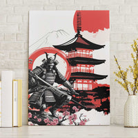 Japanese Samurai Warrior Enso Canvas Wall Art Japan Pagoda Sakura Watercolor - Wonder Print Shop