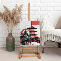 Japanese Samurai Warrior Enso Canvas Wall Art Japan Pagoda Sakura Watercolor - Wonder Print Shop