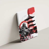 Japanese Samurai Warrior Enso Canvas Wall Art Japan Pagoda Sakura Watercolor - Wonder Print Shop